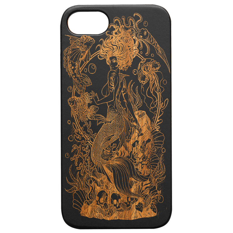 Mermaid 2 - Engraved Wood Phone Case