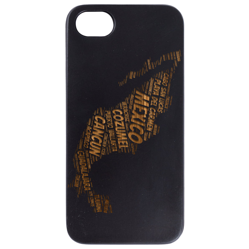 Mexico Word Cloud - Engraved Wood Phone Case