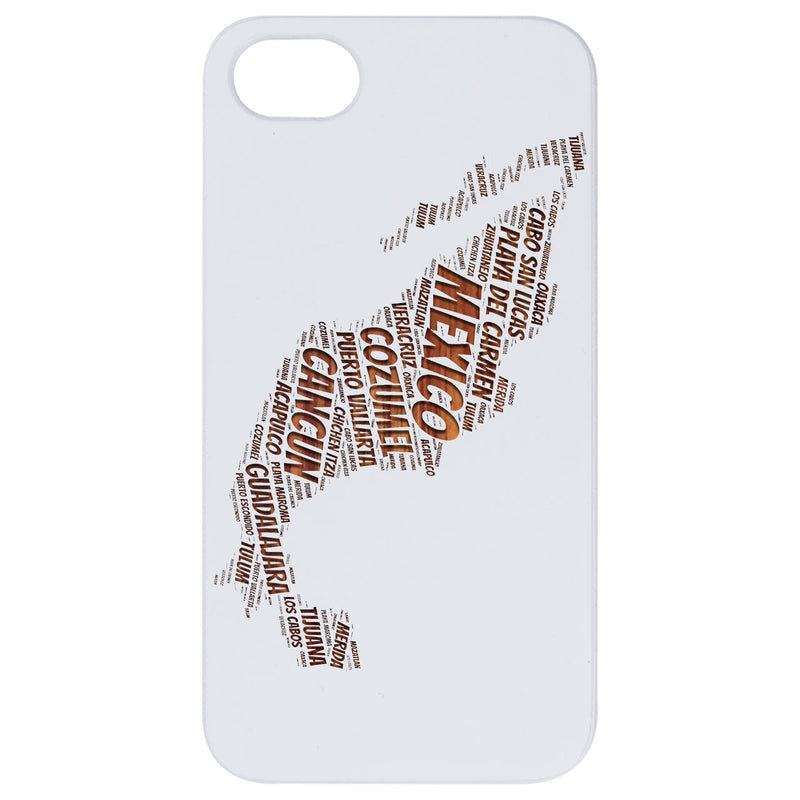 Mexico Word Cloud - Engraved Wood Phone Case