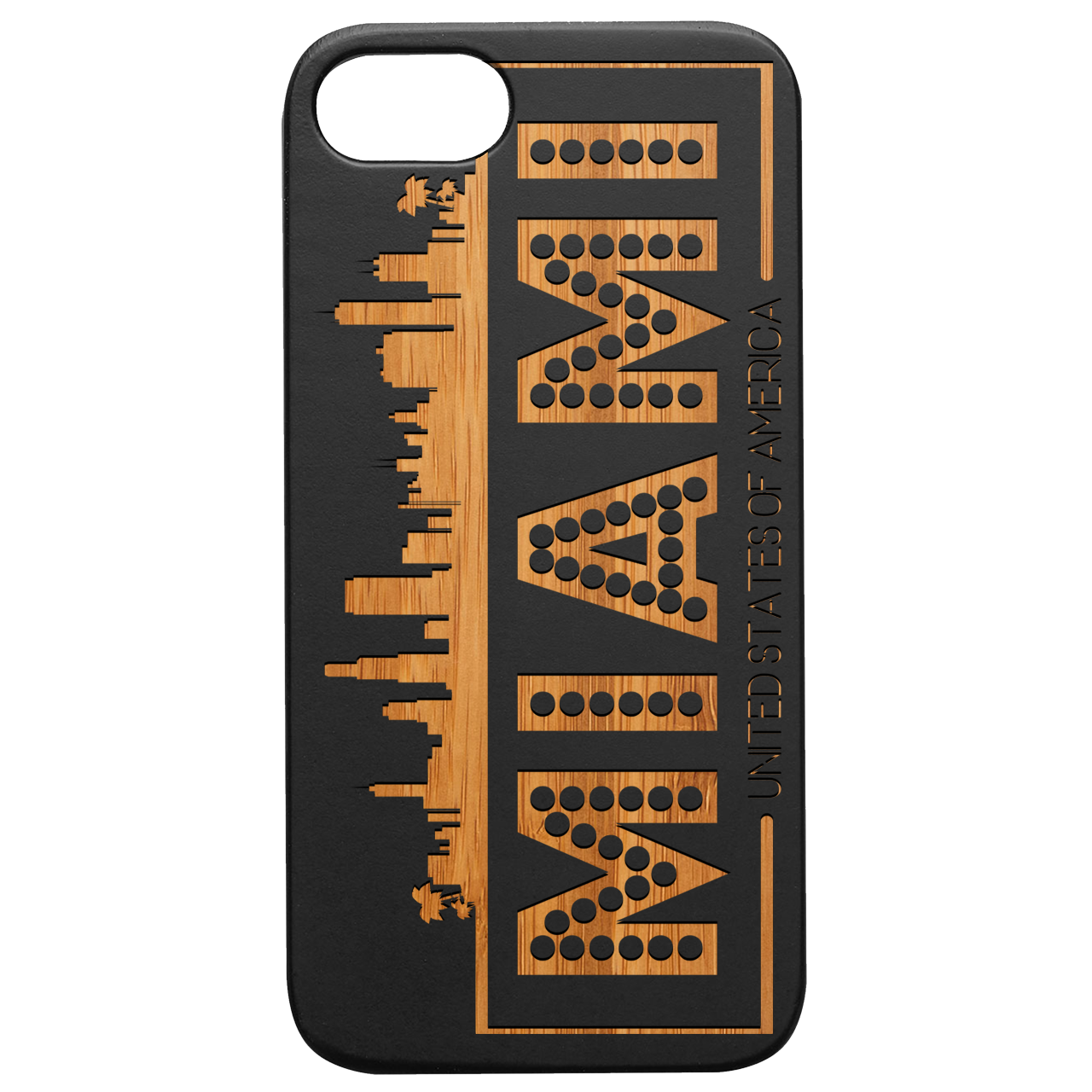 Miami City - Engraved Wood Phone Case