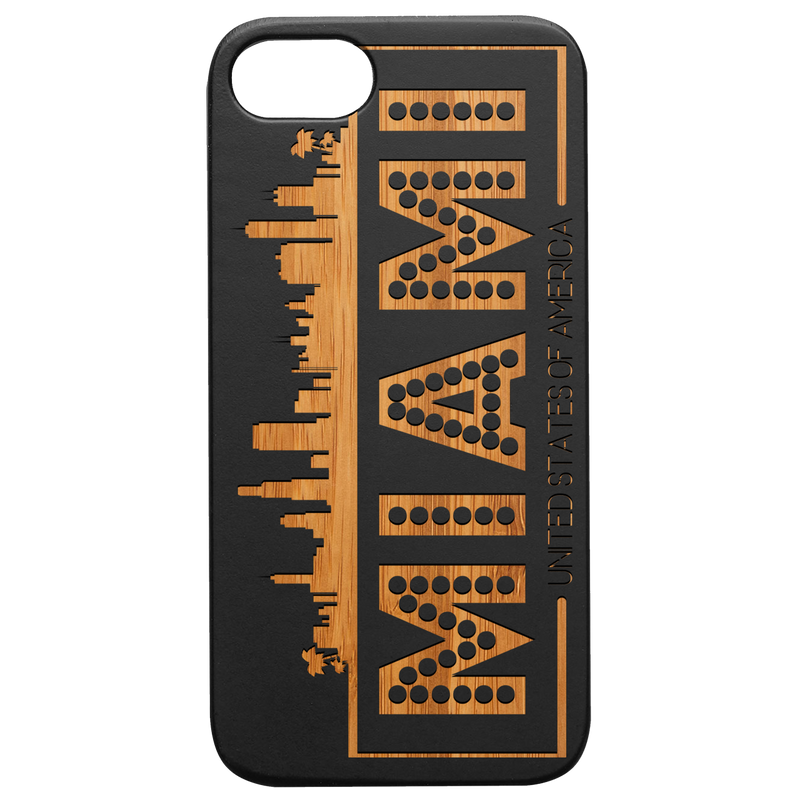 Miami City - Engraved Wood Phone Case