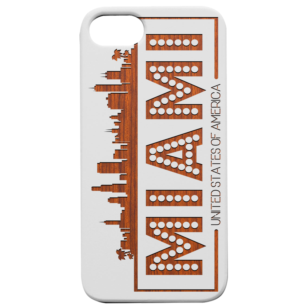 Miami City - Engraved Wood Phone Case