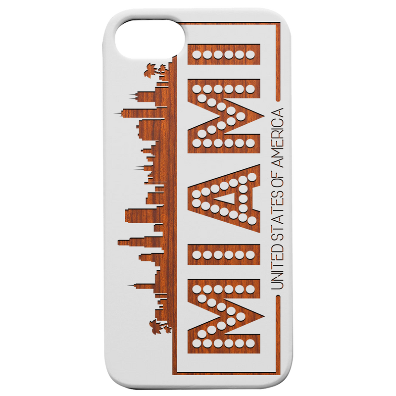 Miami City - Engraved Wood Phone Case