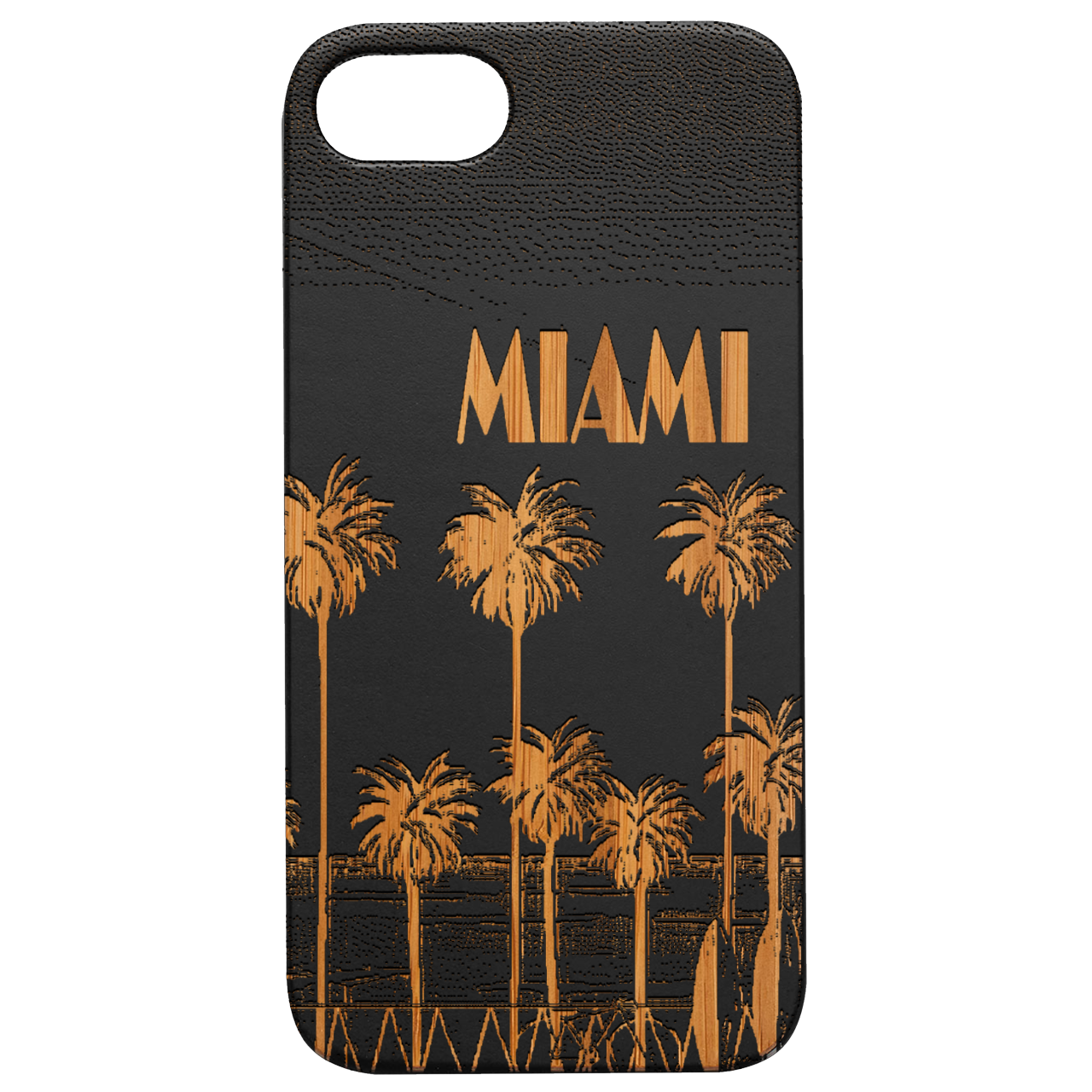 Miami Palm Trees - Engraved Wood Phone Case