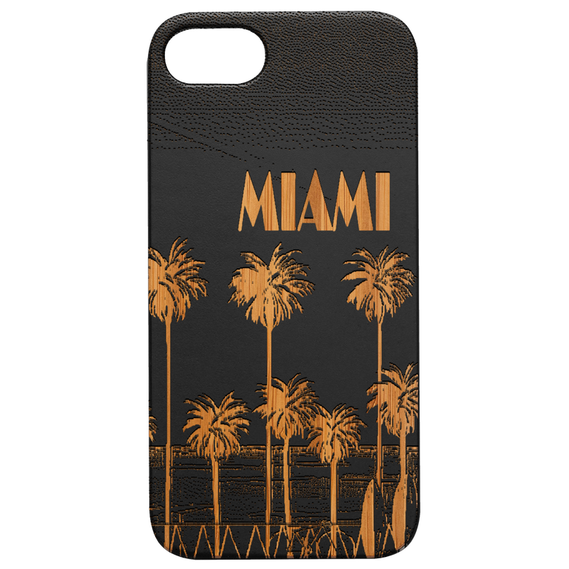 Miami Palm Trees - Engraved Wood Phone Case