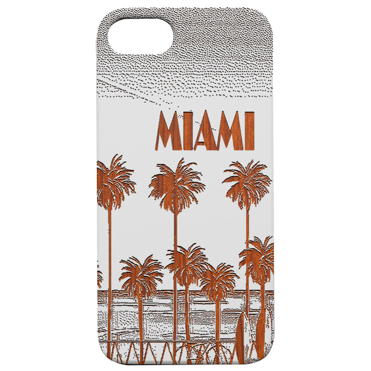 Miami Palm Trees - Engraved Wood Phone Case