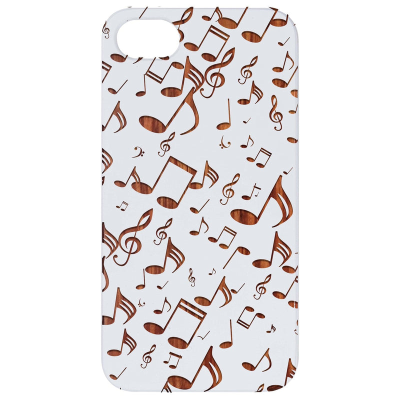 Music Note Pattern - Engraved Wood Phone Case