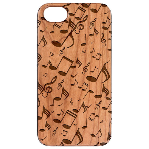 Music Note Pattern - Engraved Wood Phone Case