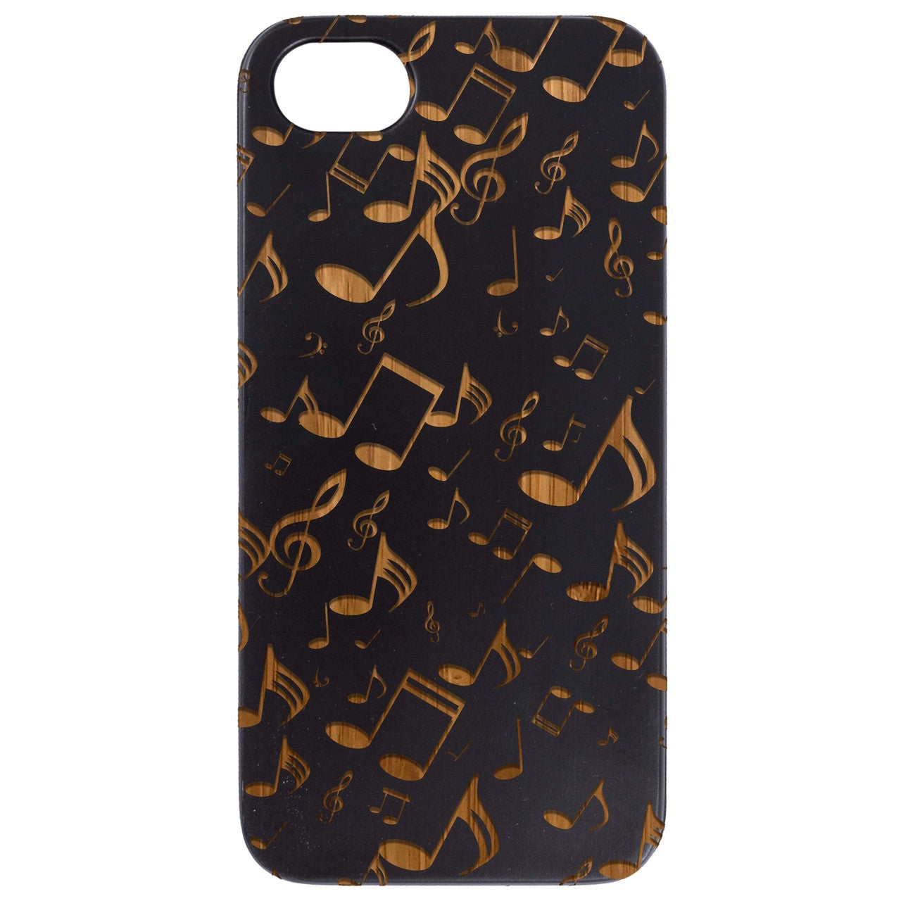 Music Note Pattern - Engraved Wood Phone Case