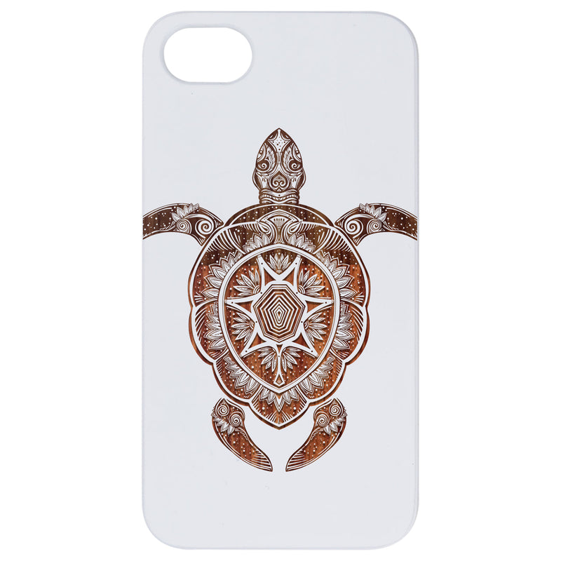 Ornate Turtle - Engraved Wood Phone Case