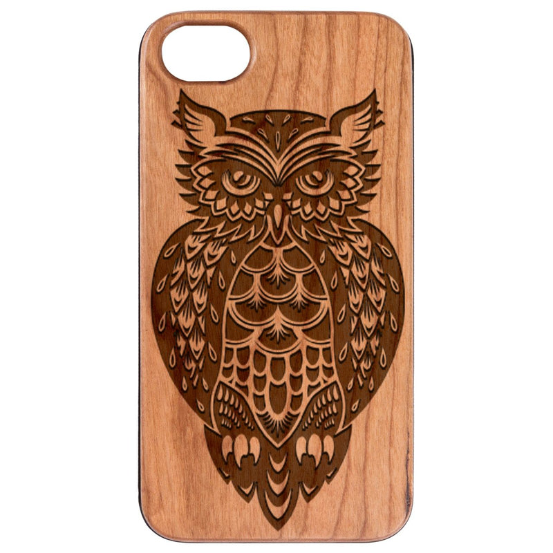 Owl 3 - Engraved Wood Phone Case