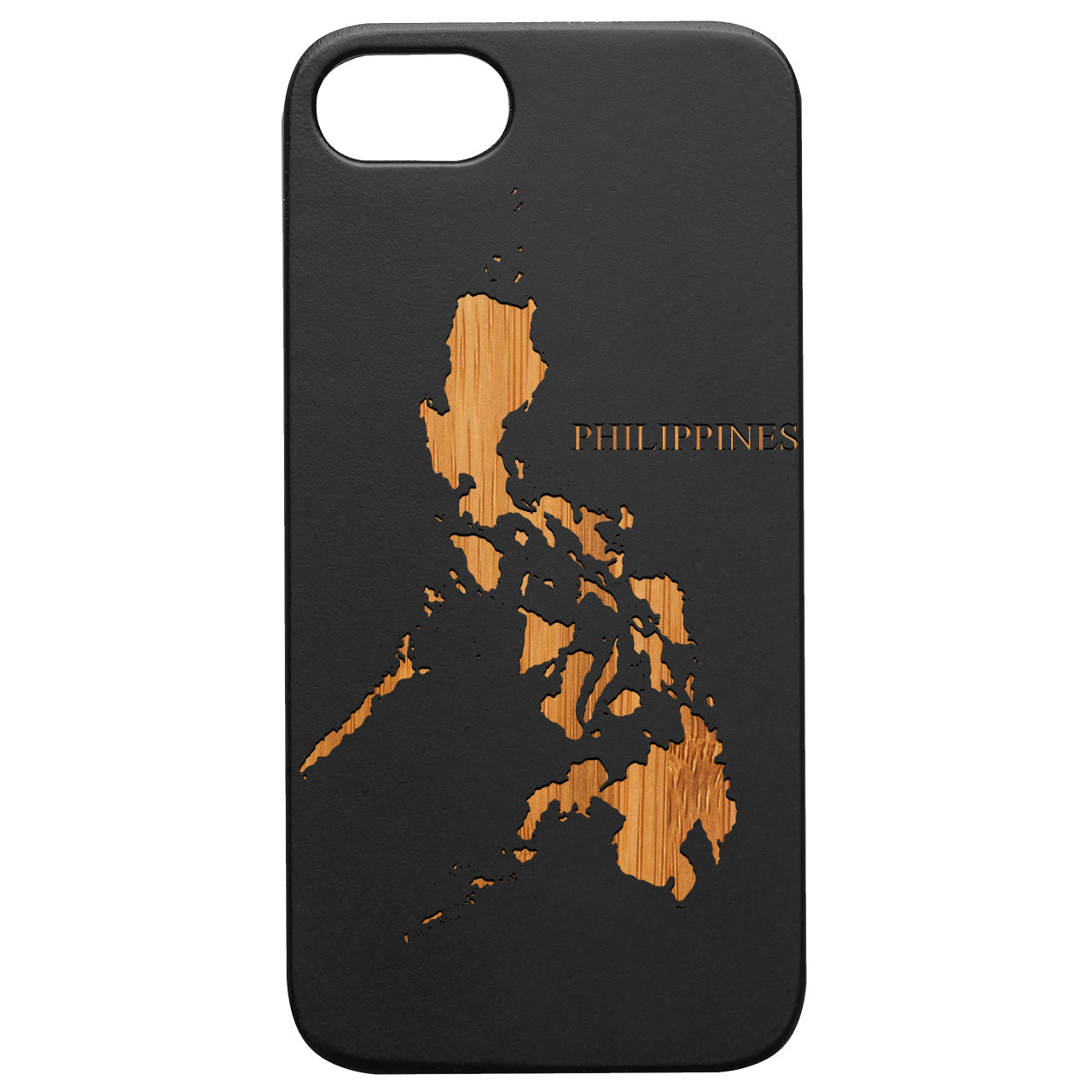 Philippines Map - Engraved Wood Phone Case