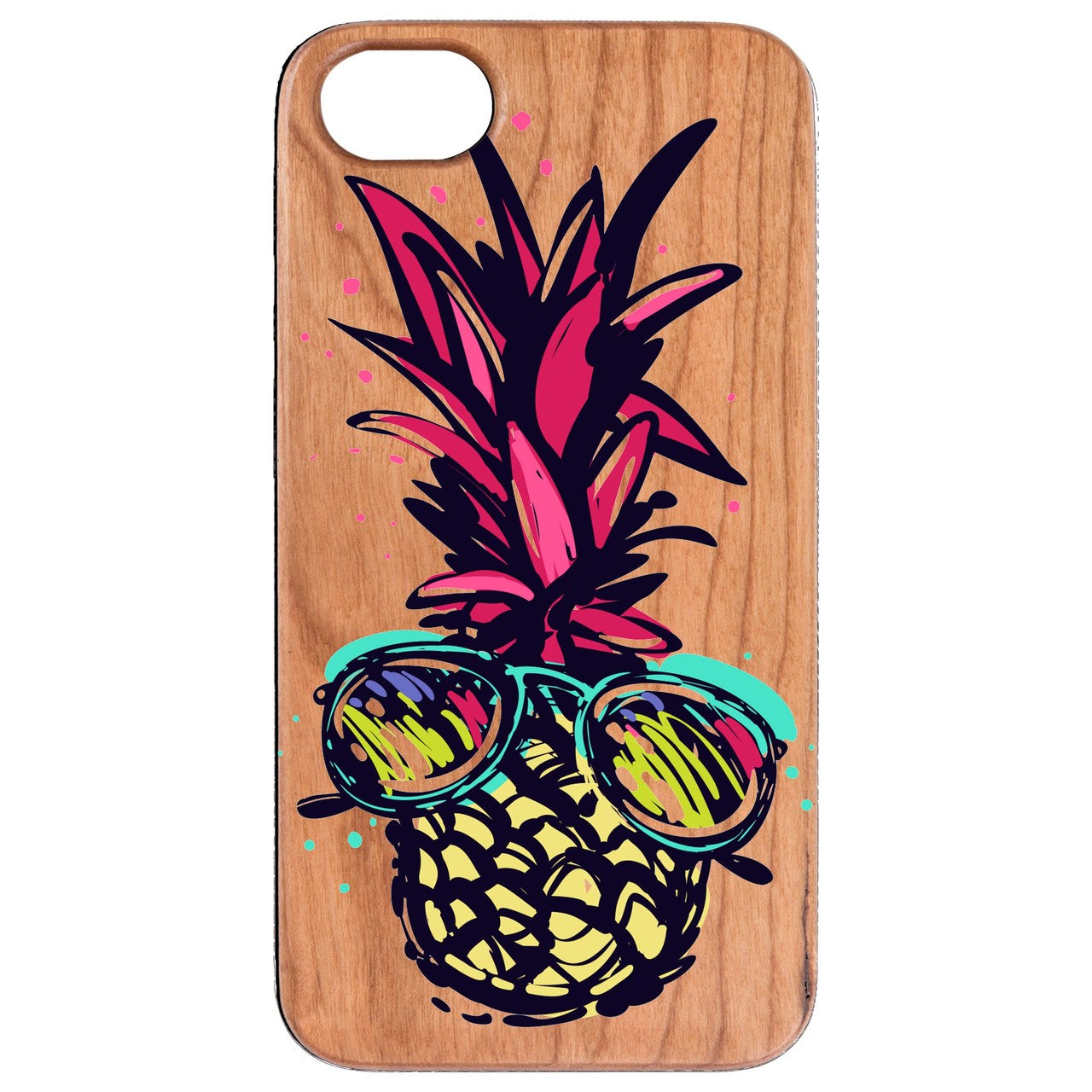 Pineapple with Sunglasses - UV Color Printed Wood Phone Case