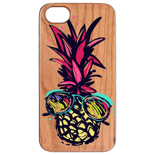 Pineapple with Sunglasses - UV Color Printed Wood Phone Case