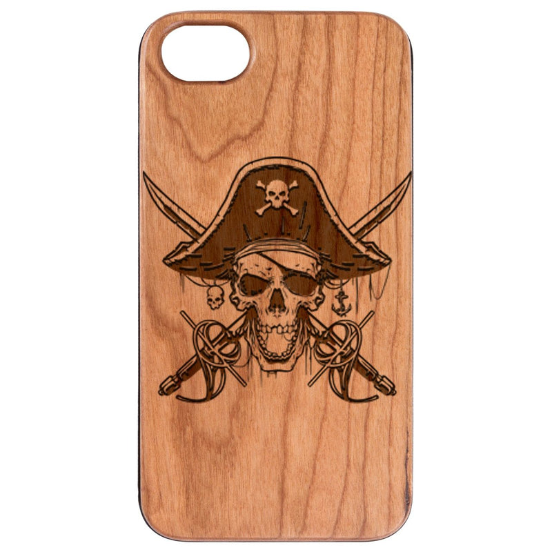 Pirate Skull - Engraved Wood Phone Case