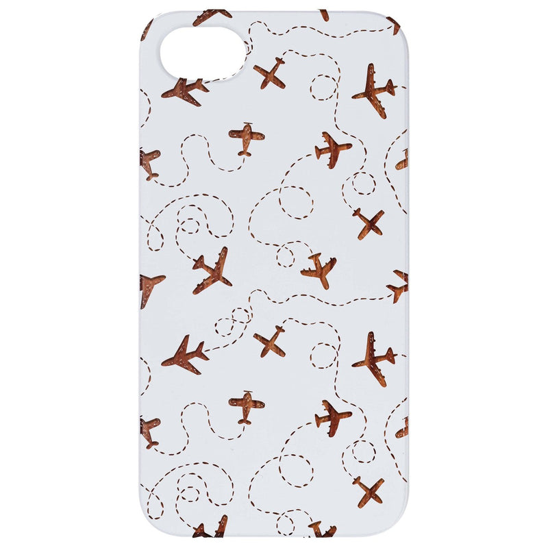 Plane Pattern - Engraved Wood Phone Case