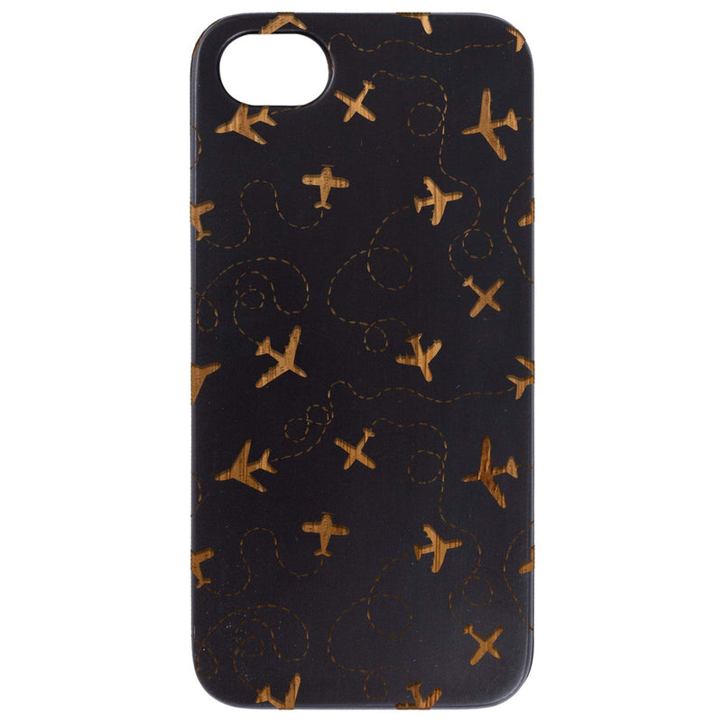 Plane Pattern - Engraved Wood Phone Case