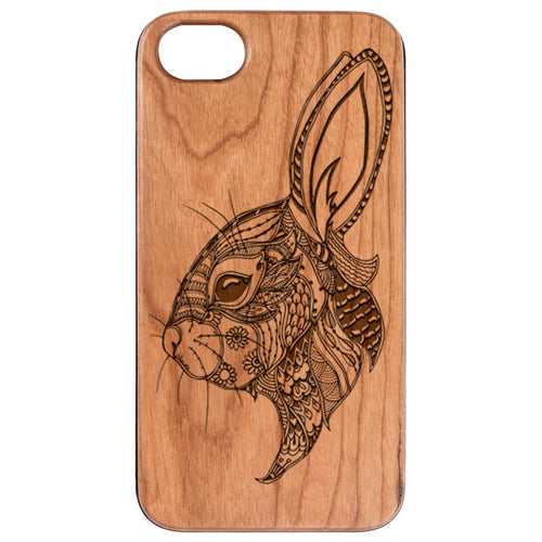Rabbit Head Engraved Wood Phone Case