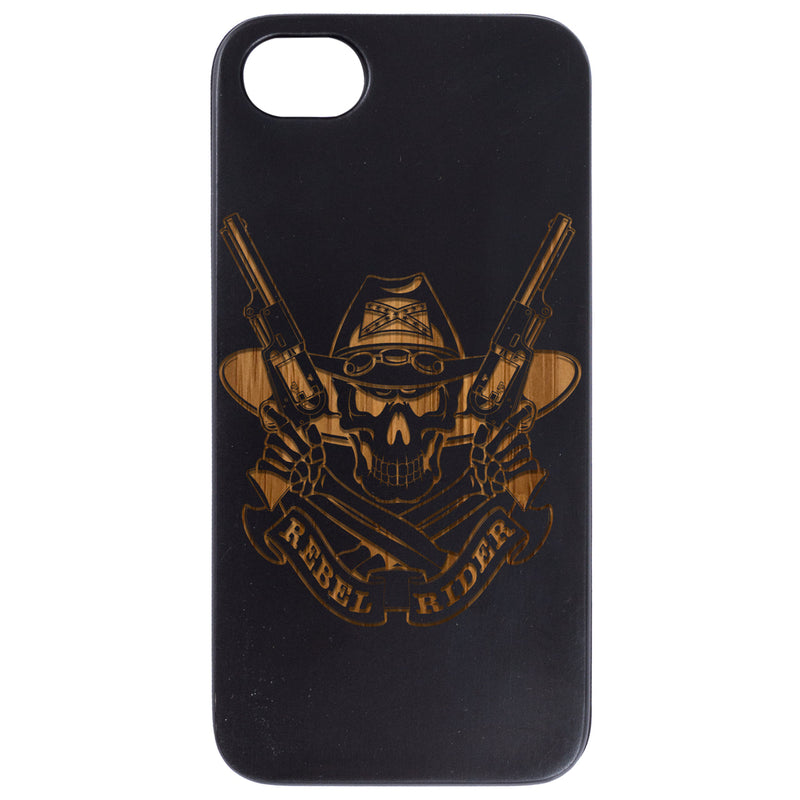 Rebel Rider Skull - Engraved Wood Phone Case