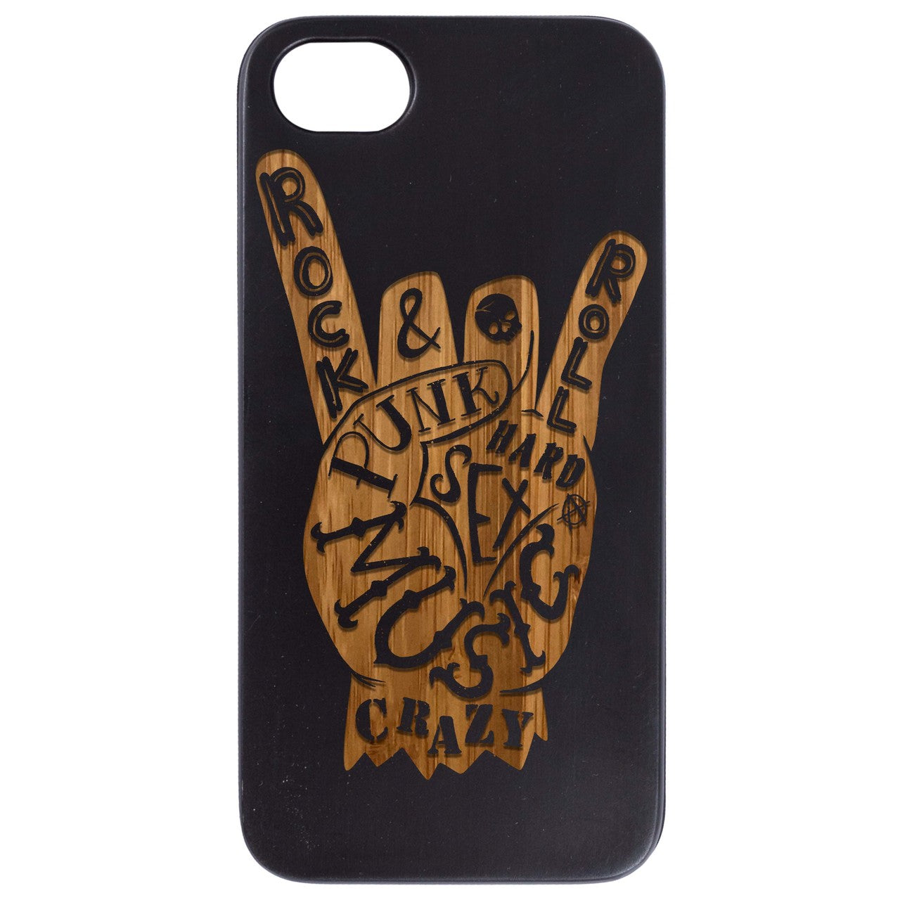 Rock n Roll Hand - Engraved Wood Phone Case