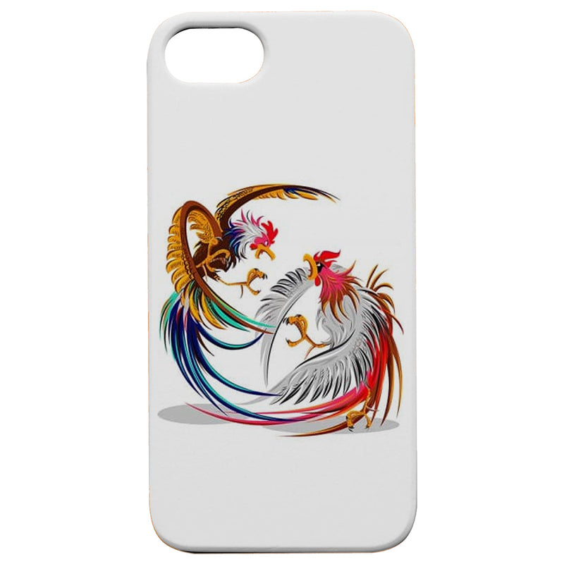 Rooster Battle - UV Color Printed Wood Phone Case