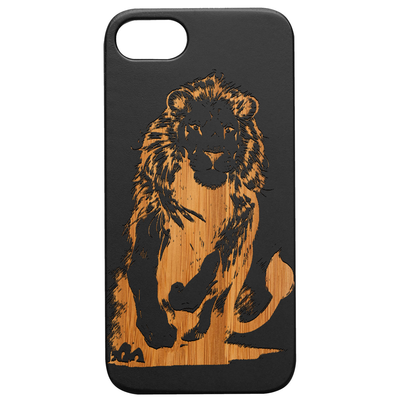 Running Lion - Engraved Wood Phone Case