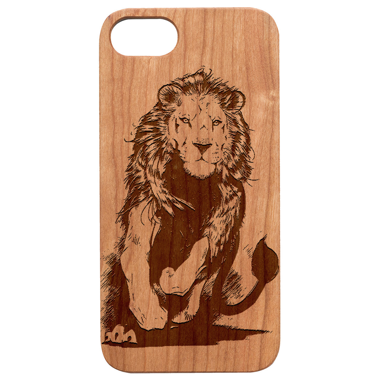 Running Lion - Engraved Wood Phone Case
