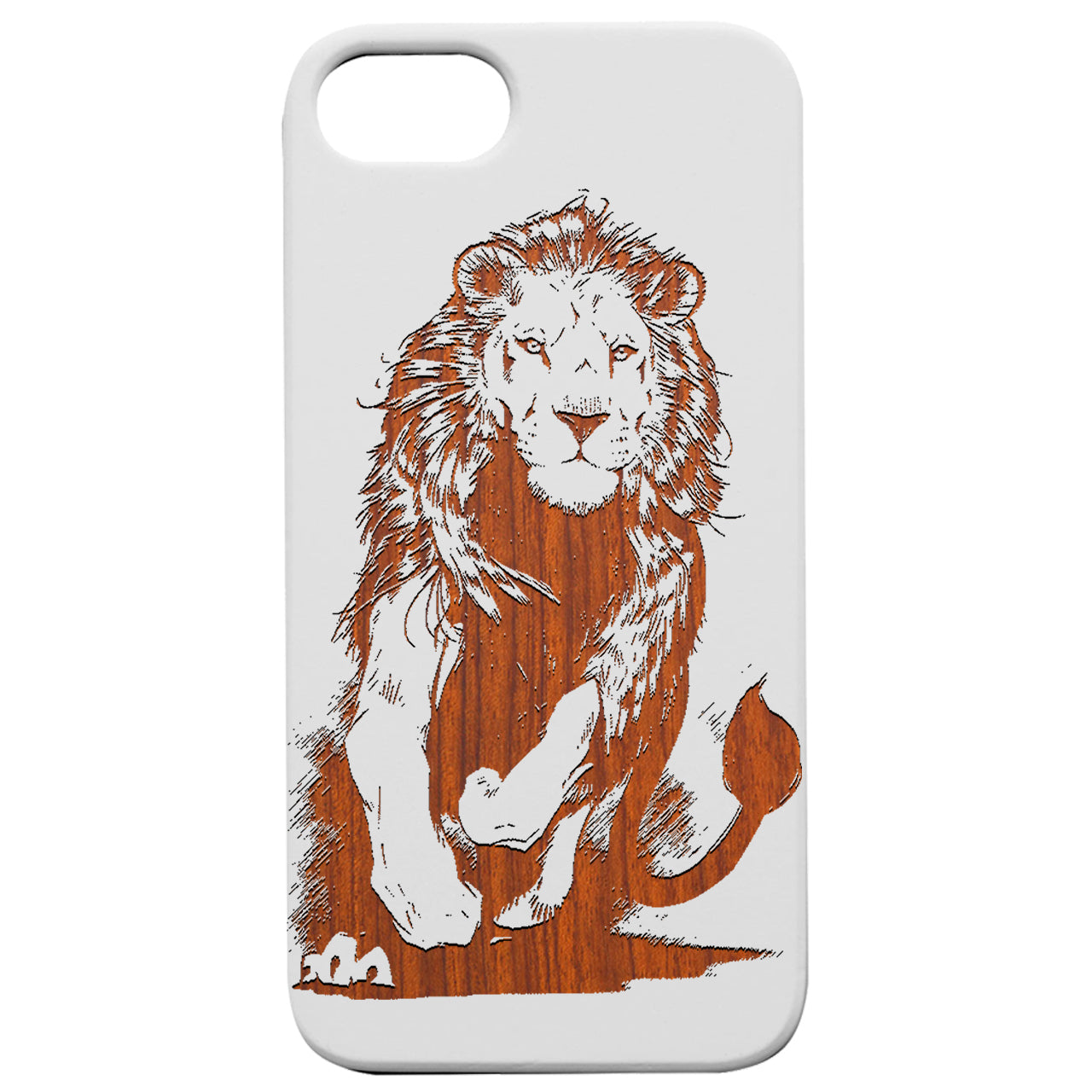 Running Lion - Engraved Wood Phone Case