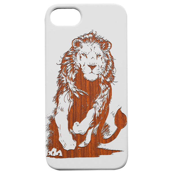 Running Lion - Engraved Wood Phone Case