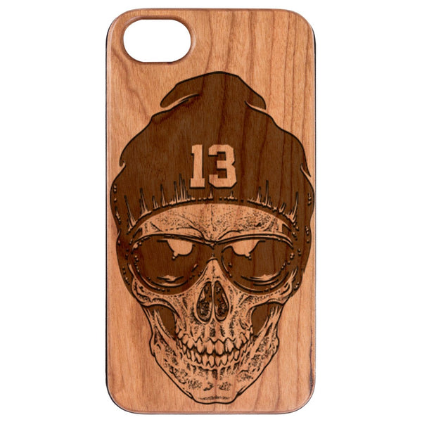 Skull with Hat - Engraved Wood Phone Case