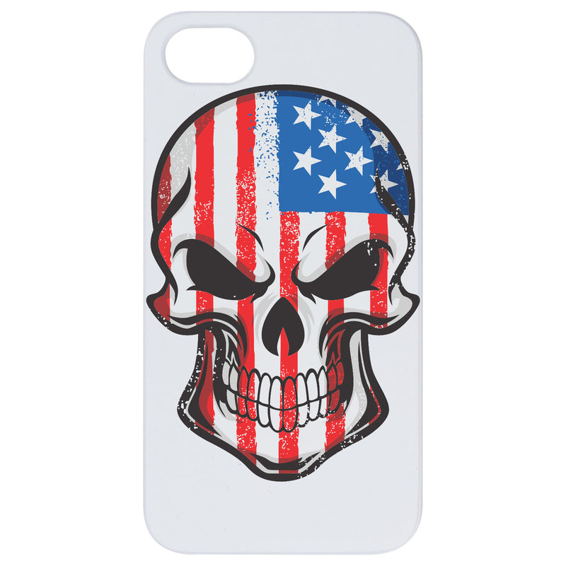 Skull with USA FLag - UV Color Printed Wood Phone Case