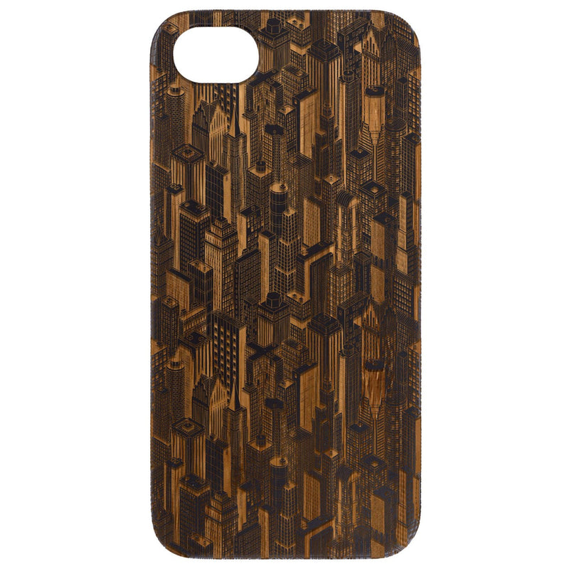 Skyscraper Pattern - Engraved Wood Phone Case