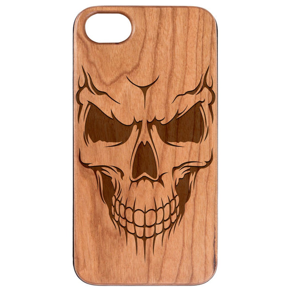 Smiling Skull - Engraved Wood Phone Case