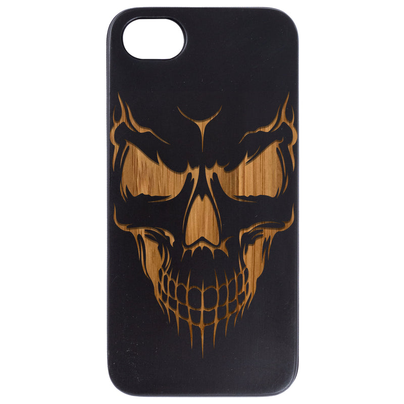 Smiling Skull - Engraved Wood Phone Case