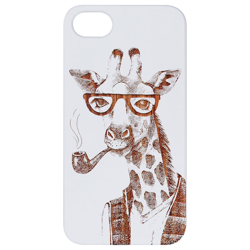 Smoking Giraffe - Engraved Wood Phone Case