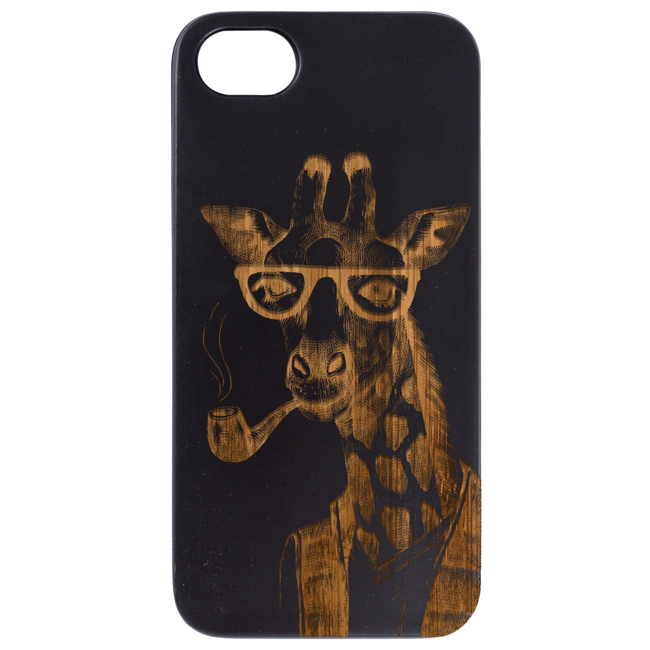 Smoking Giraffe - Engraved Wood Phone Case