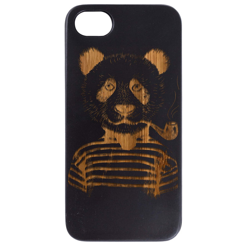 Smoking Panda - Engraved Wood Phone Case