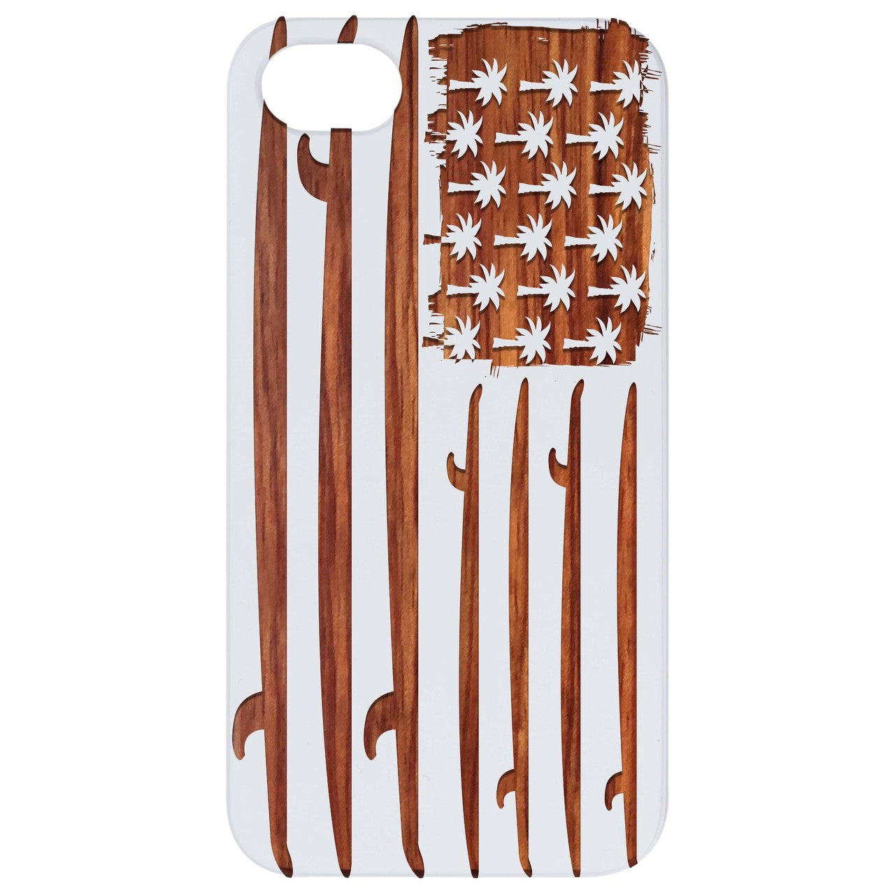 Surf Board Flag - Engraved Wood Phone Case