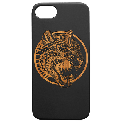 Tiger Face Mandala - Engraved Wood Phone Case