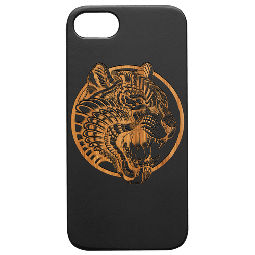 Tiger Face Mandala - Engraved Wood Phone Case