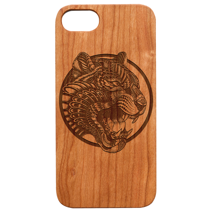 Tiger Face Mandala - Engraved Wood Phone Case