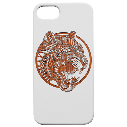 Tiger Face Mandala - Engraved Wood Phone Case