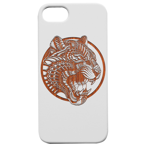 Tiger Face Mandala - Engraved Wood Phone Case