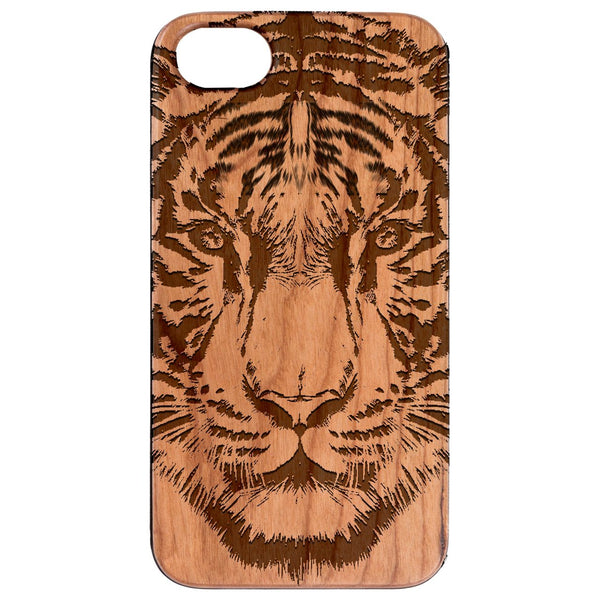 Tiger Face 2 - Engraved Wood Phone Case