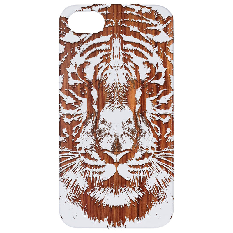 Tiger Face 2 - Engraved Wood Phone Case