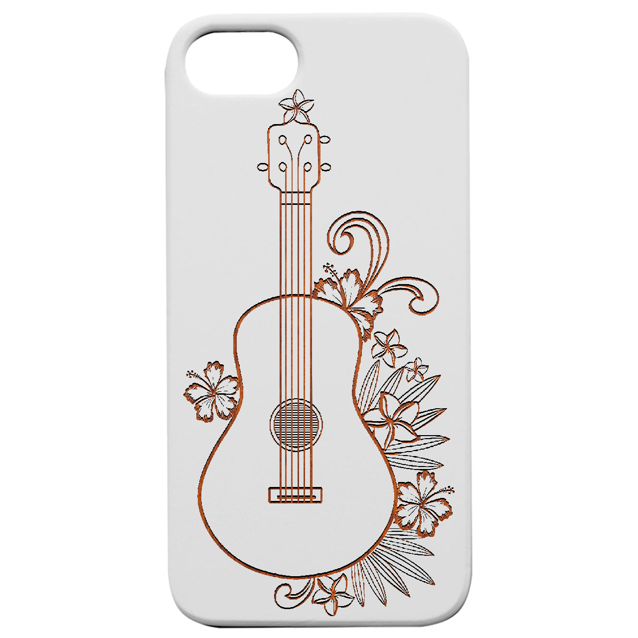 Ukelele With Flowers - Engraved Wood Phone Case