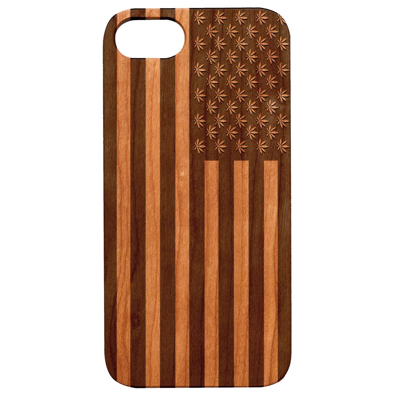 Usa Flag Marijuana - Engraved Wood Phone Case