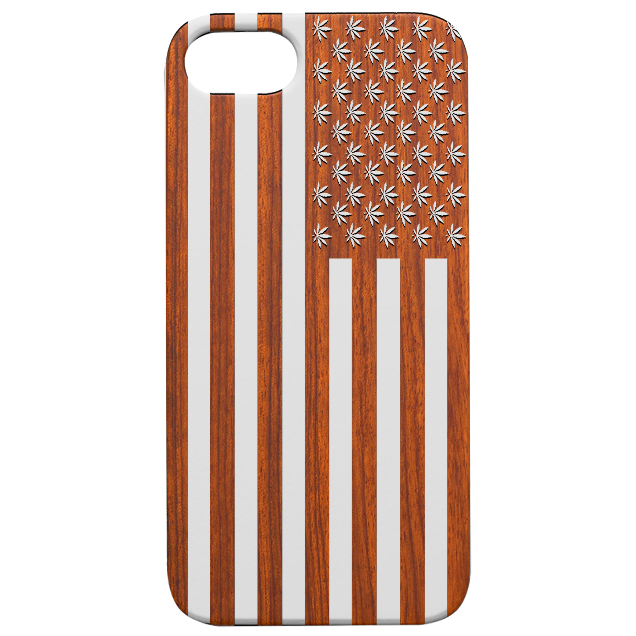 Usa Flag Marijuana - Engraved Wood Phone Case
