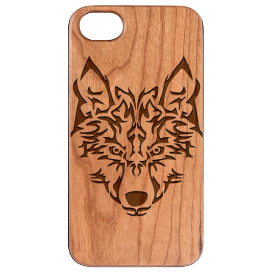 Wolf Head - Engraved Wood Phone Case