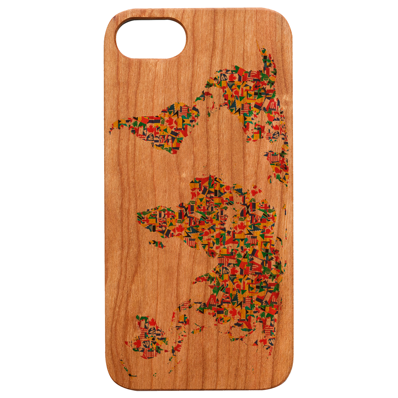 World Map Flag - UV Color Printed Wood Phone Case